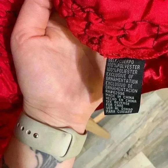 Scarlett Nite vintage 80’s red satin look sequined zip-up jacket 1X - Picture 7 of 8